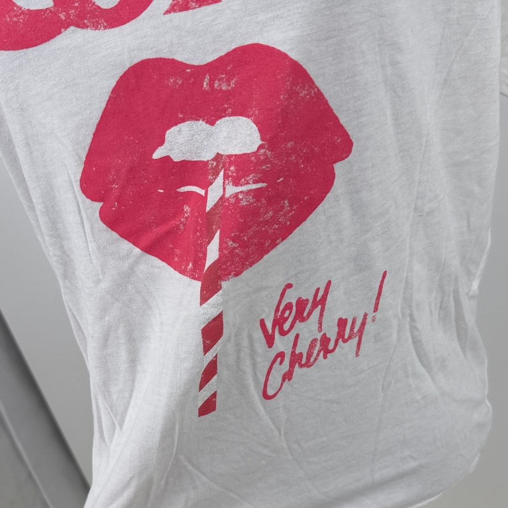 Cherry Coke Graphic Tee - White with Pink Print  cotton blend size XL - Picture 2 of 7